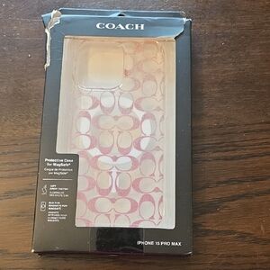 Coach Signature Pink iPhone 15 Pro Max Case